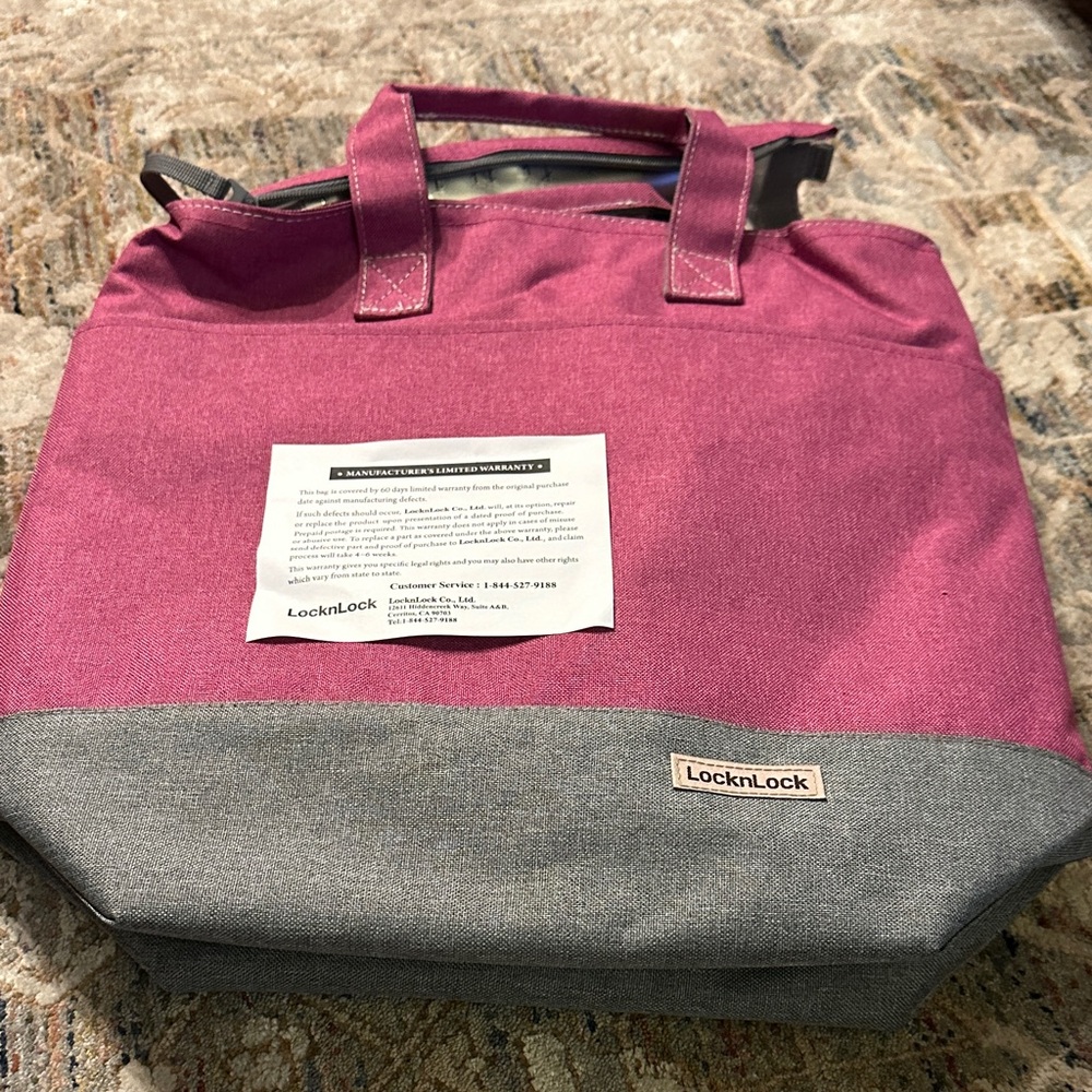 Women's Pink and Gray cold grocery Bag - NWT